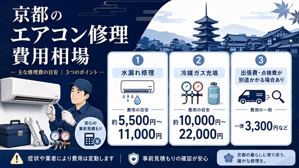 京都のエアコン修理の費用相場